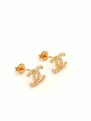 Silver 925 channel  white stone stud earrings