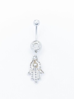 925 silver and 316L steel Hamsa belly ring