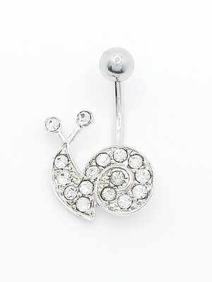 925 silver &amp; 316L steel snail belly ring
