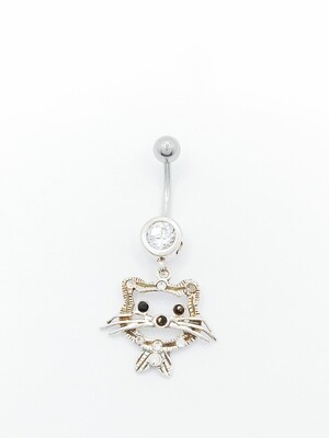 925 silver and 316L steel cat belly ring