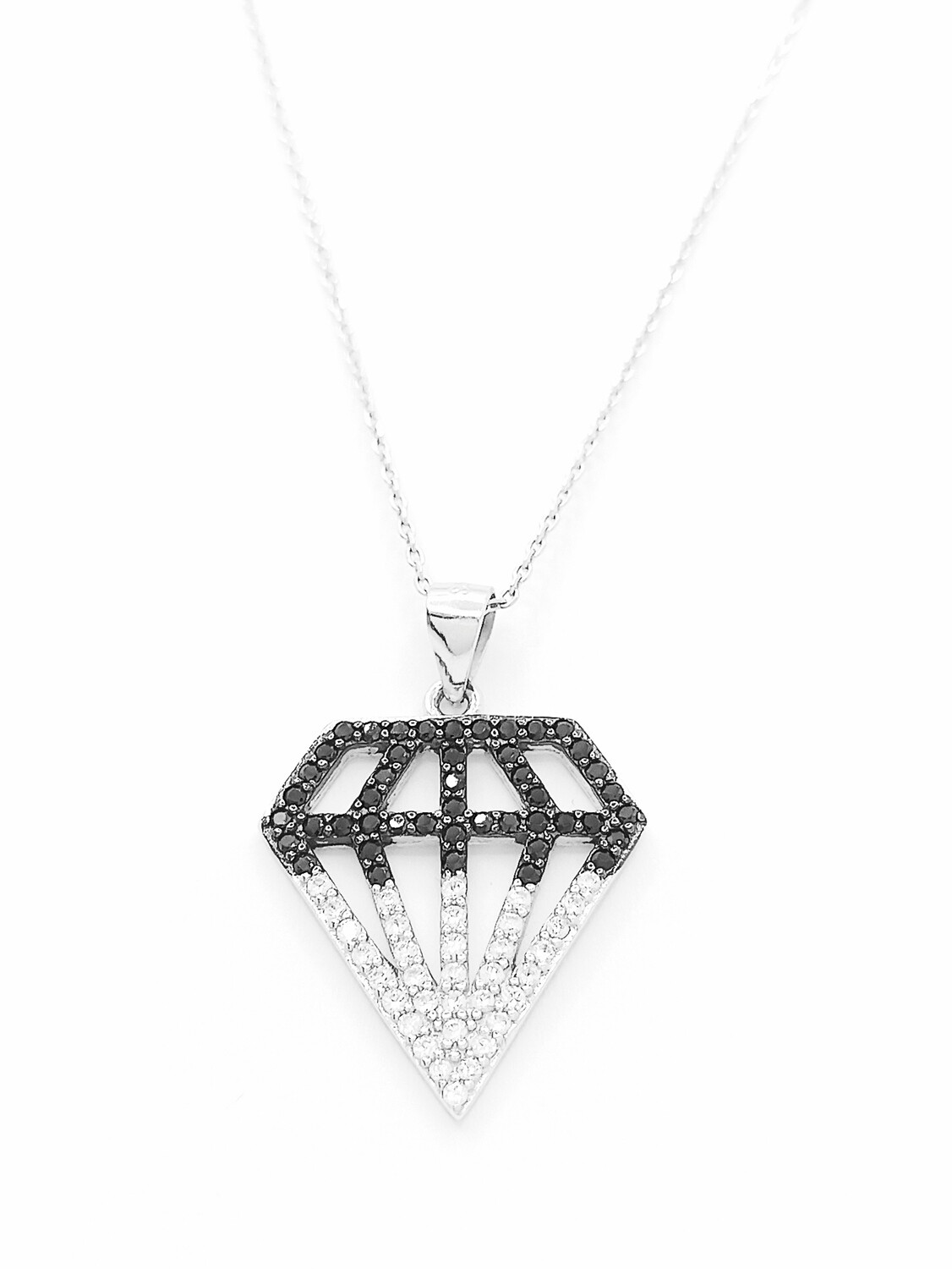Silver 925 black &amp; white diamond necklace
