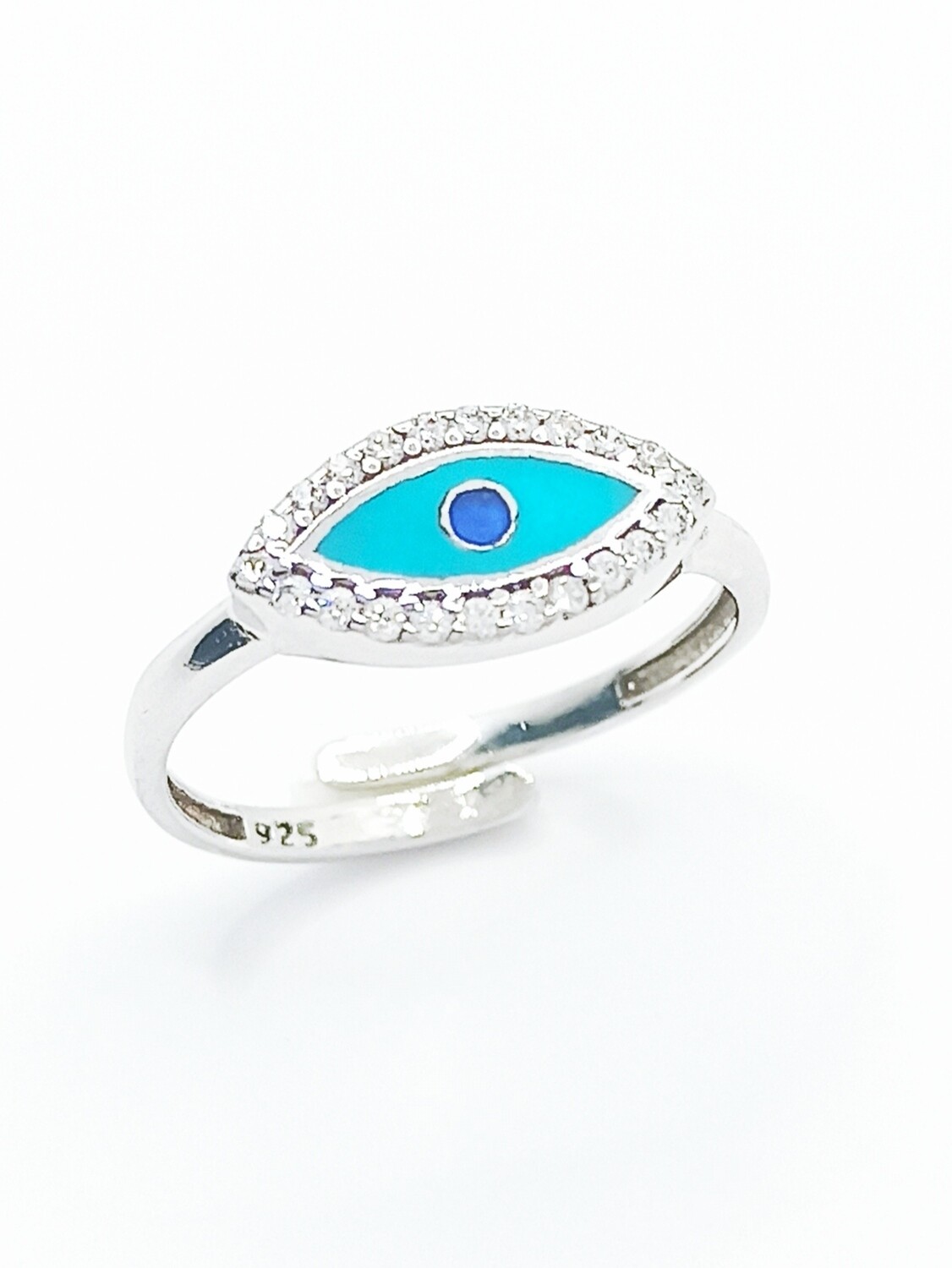 Silver 925 evil eye chevalier white or rose ring