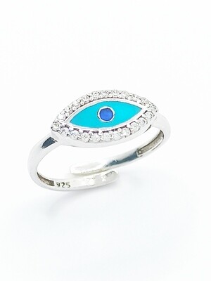 Silver 925 evil eye chevalier white or rose ring
