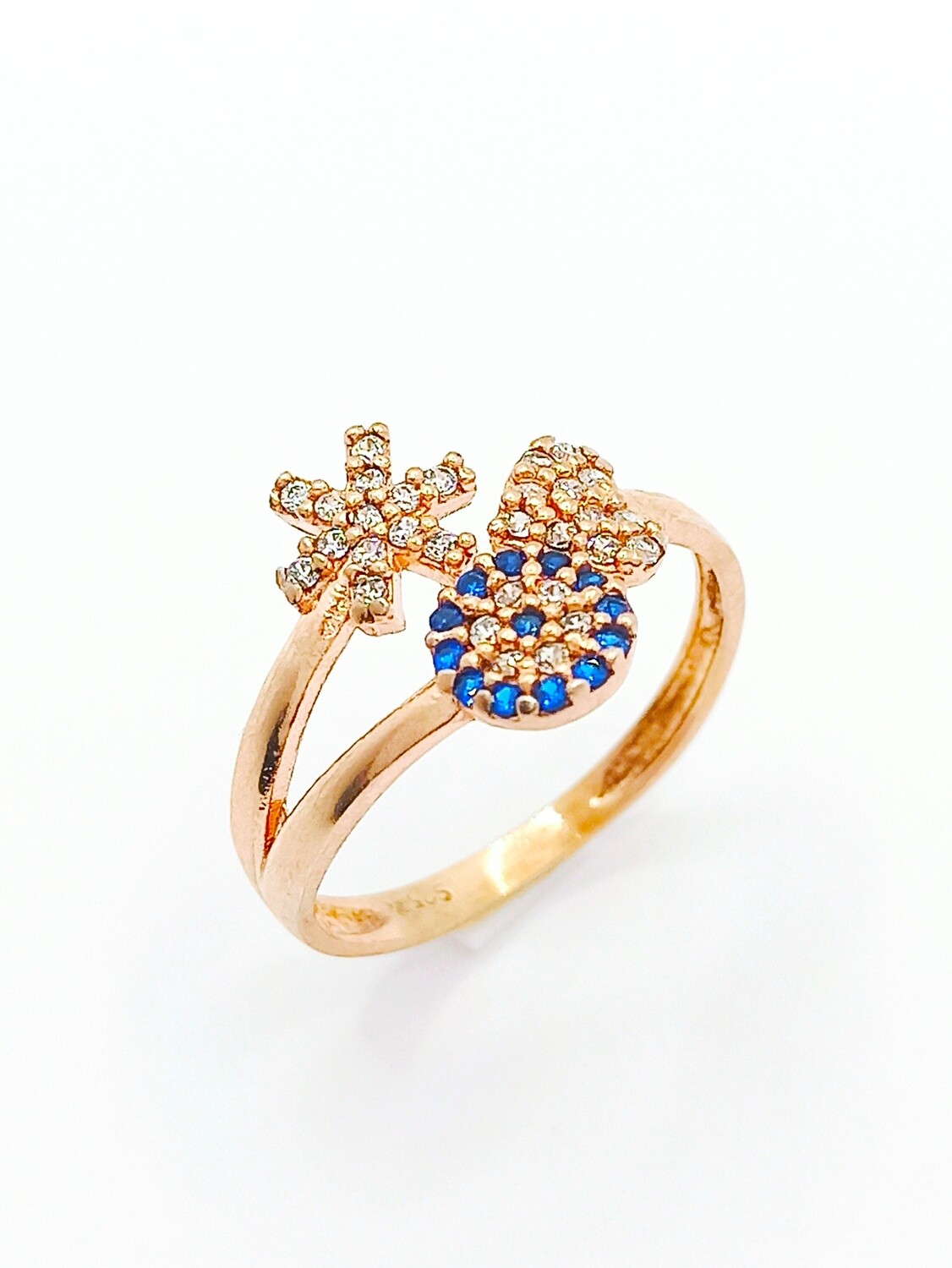 Silver 925 evil eye-heart-snowflake rose ring