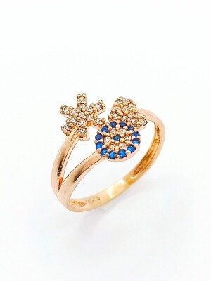 Silver 925 evil eye-heart-snowflake rose ring