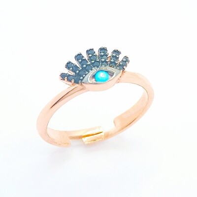 Silver 925 evil eye chevalier ring with stone