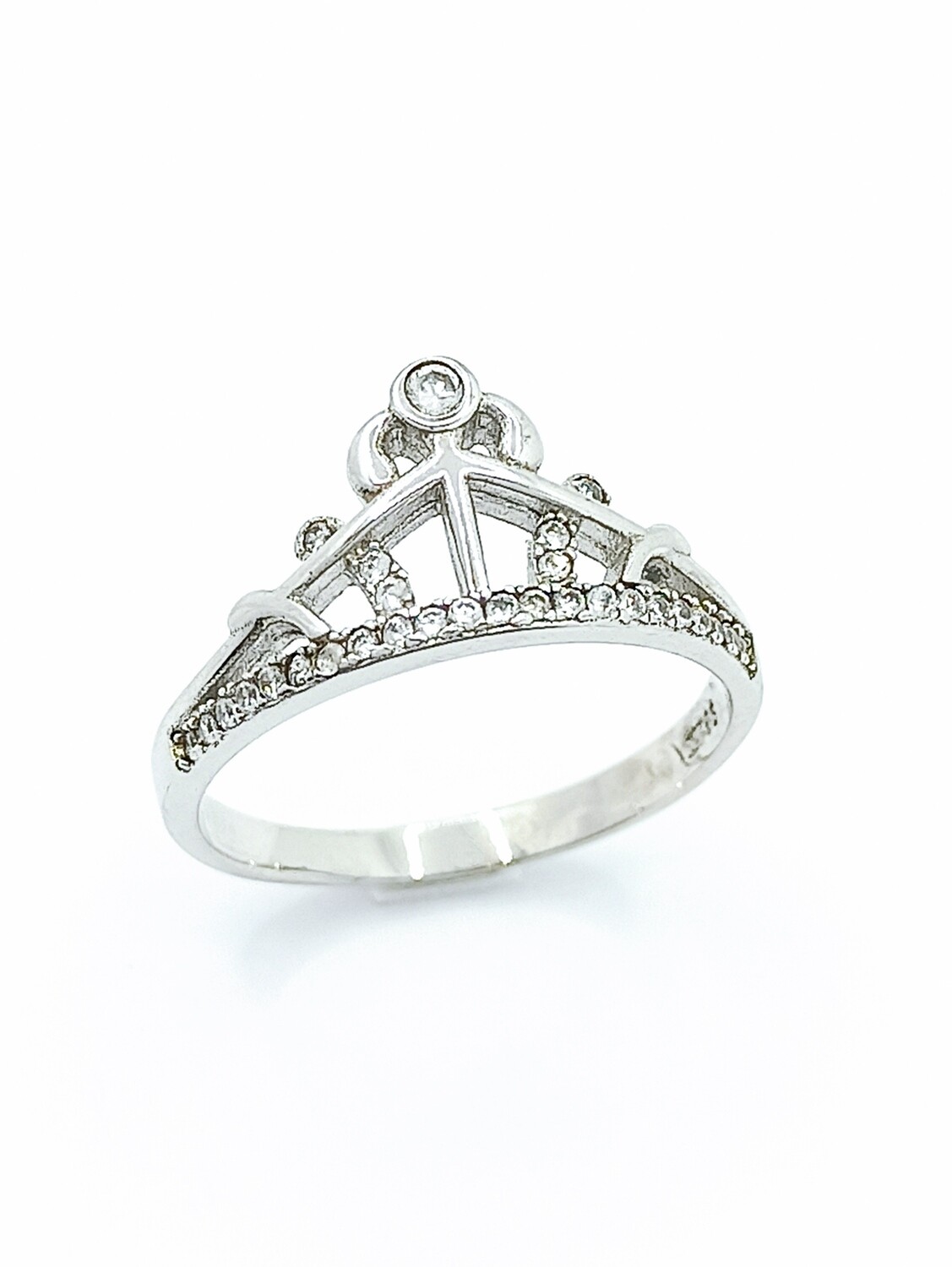 Silver 925 crown white stone ring