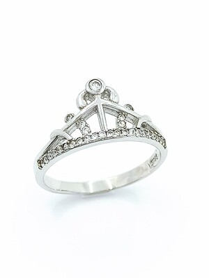 Silver 925 crown white stone ring