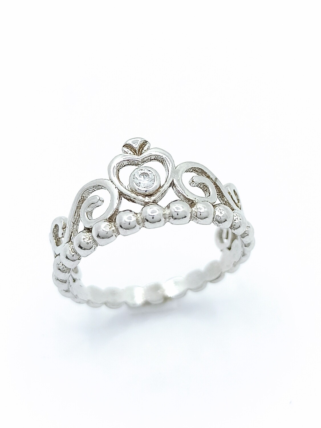 Silver 925 crown white stone ring