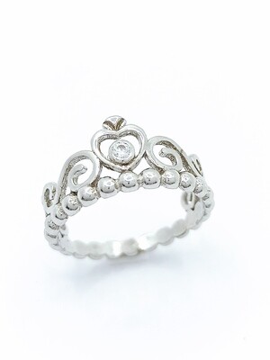Silver 925 crown white stone ring