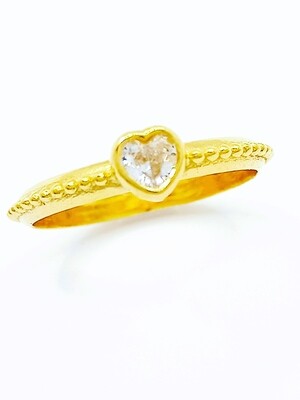 Silver 925 all over heart white stone ring