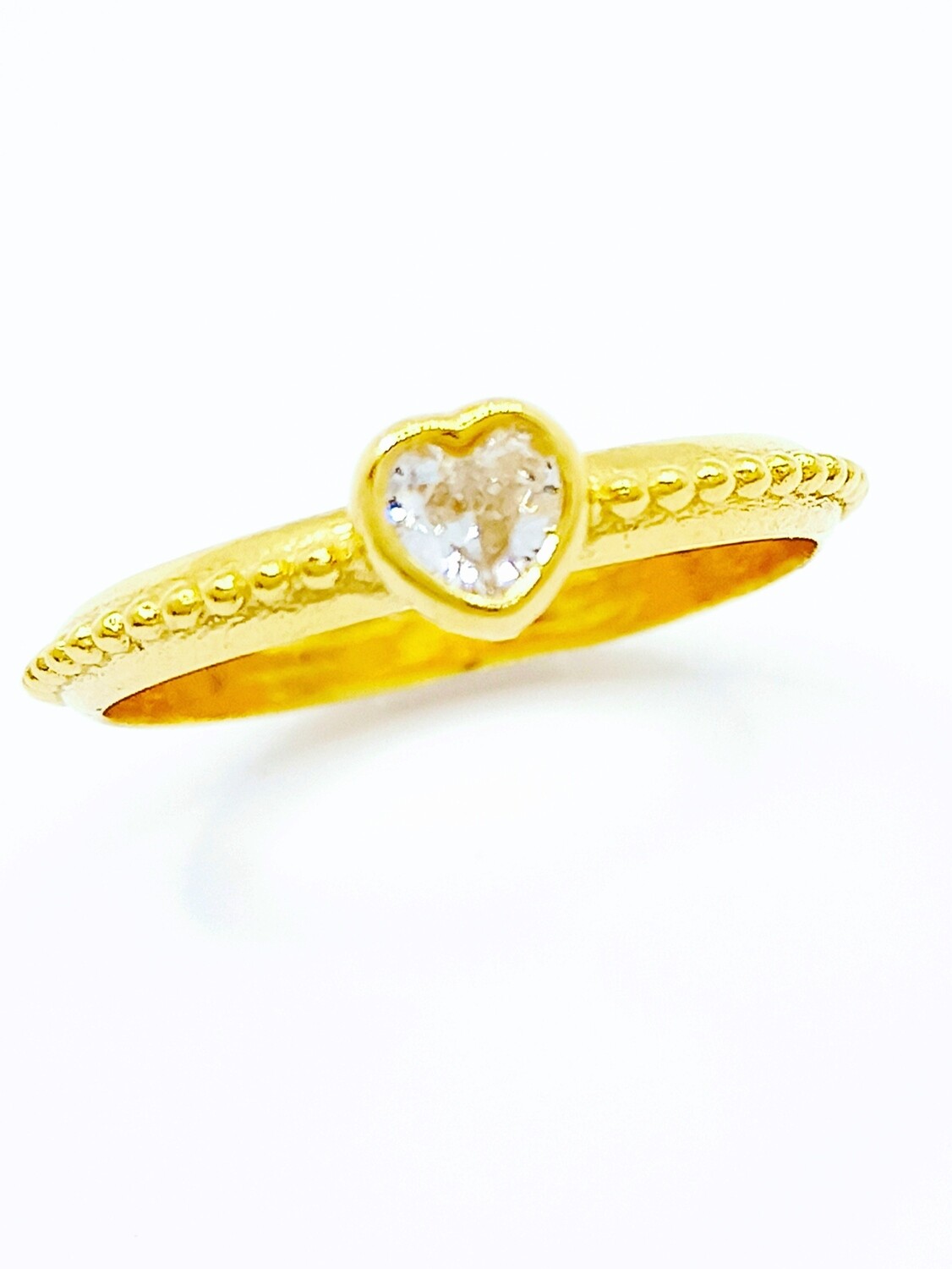 Silver 925 all over heart white stone ring, COLOR-SIZE: 1: Gold -SIZE 56 EUR P UK 8 USA