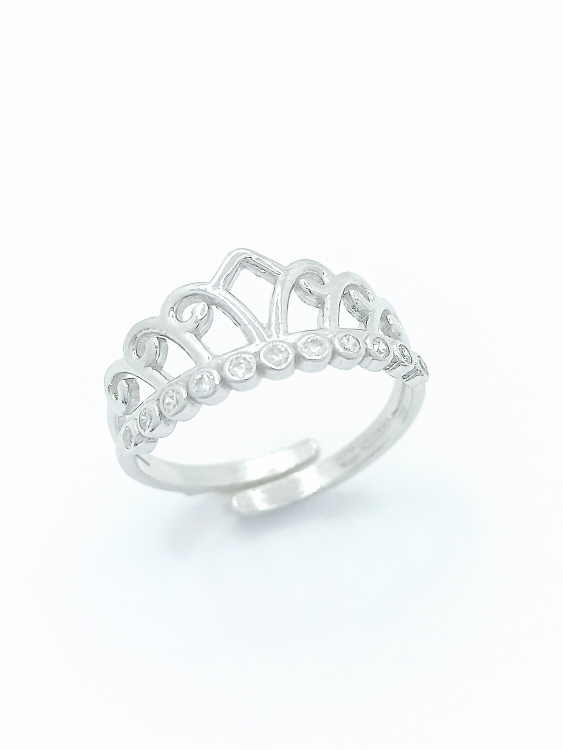 Silver 925 crown ring white stone