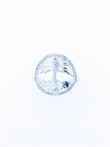 Silver 925 tree of life design ring