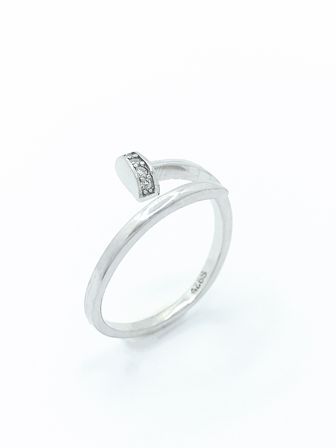 Silver 925 nail white stone ring