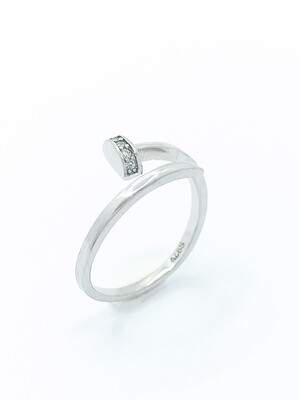 Silver 925 nail white stone ring