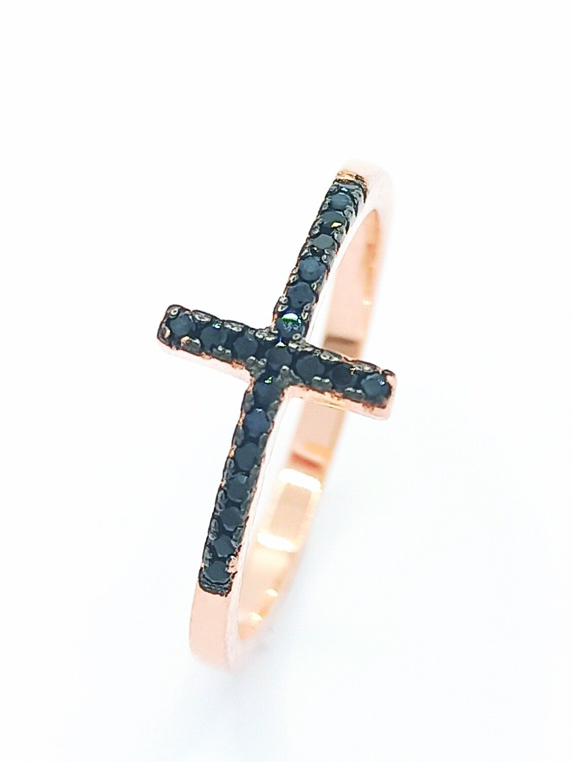 Silver 925 stone cross ring