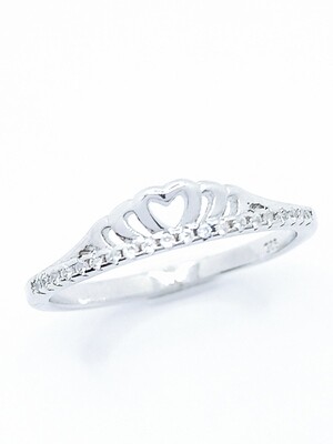 Silver 925 white stone crown ring
