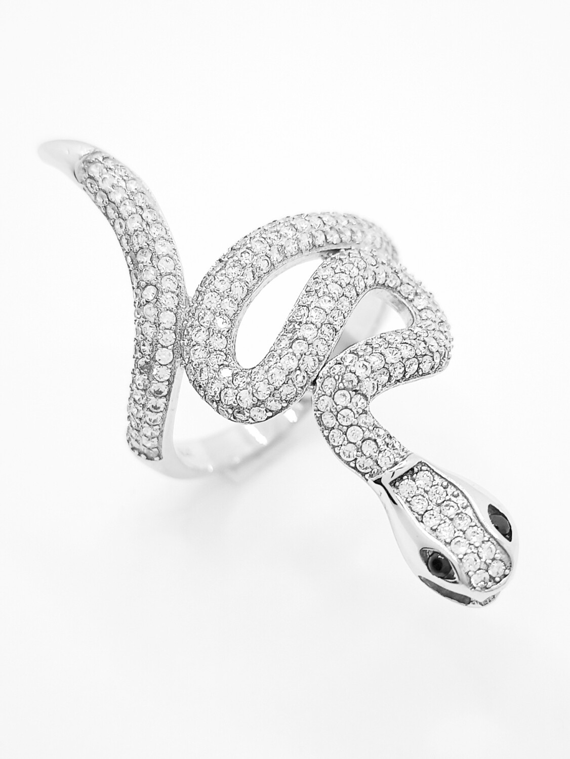Silver 925 snake white &amp; black stone ring