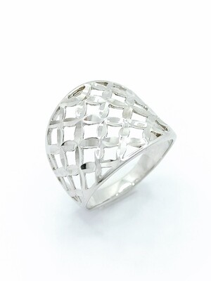 Silver 925 flower diamond cut ring