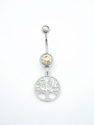 925 silver &amp; 316L surgical steel tree of life belly ring