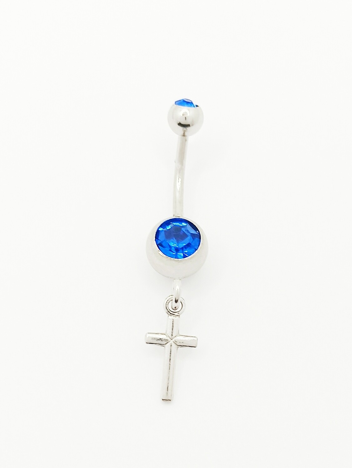 925 silver and 316L steel cross belly ring