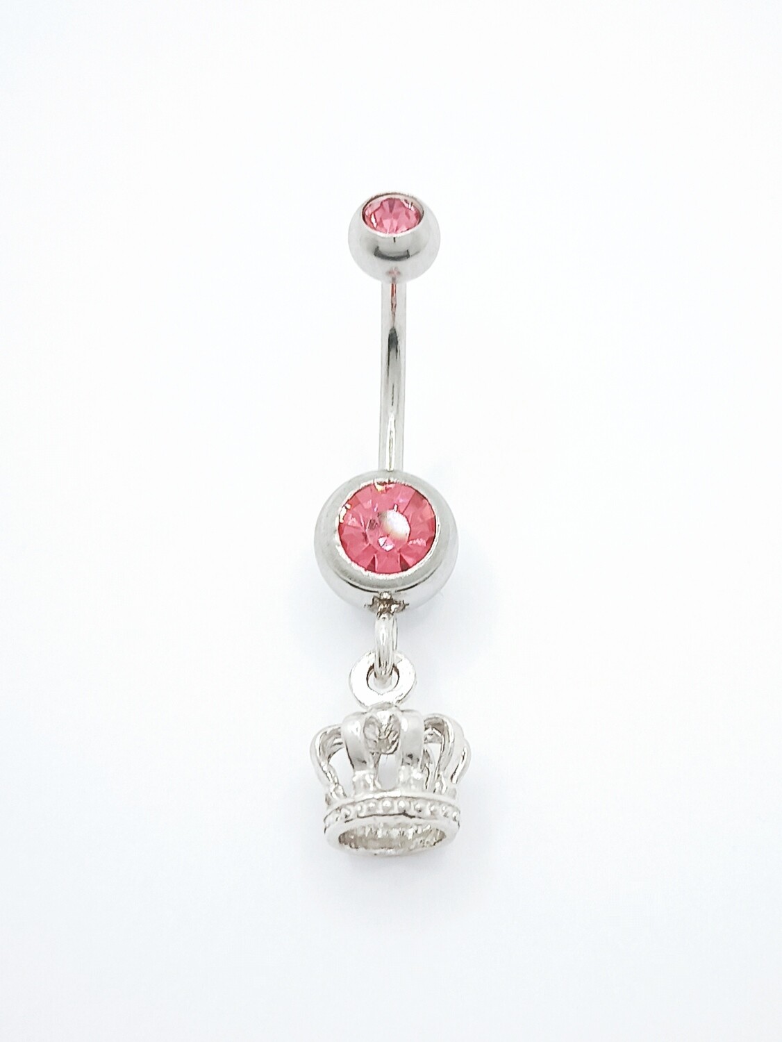 925 silver and 316L steel crown belly ring