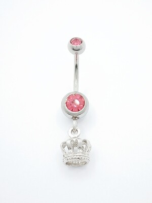 925 silver and 316L steel crown belly ring