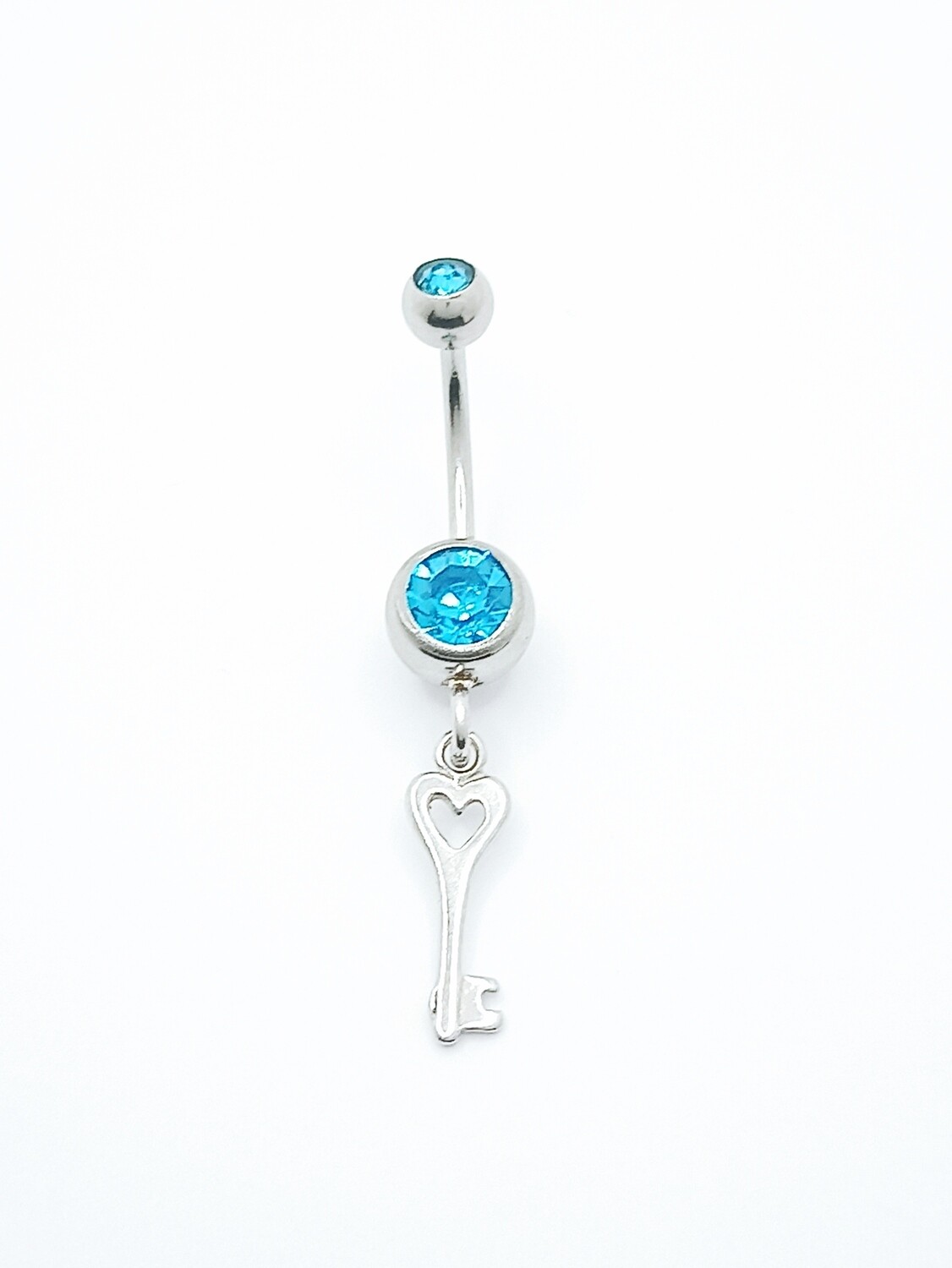 925 silver and 316L steel key belly ring