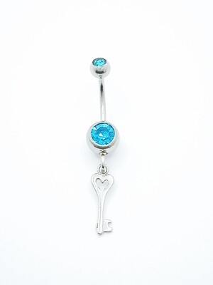 925 silver and 316L steel key belly ring