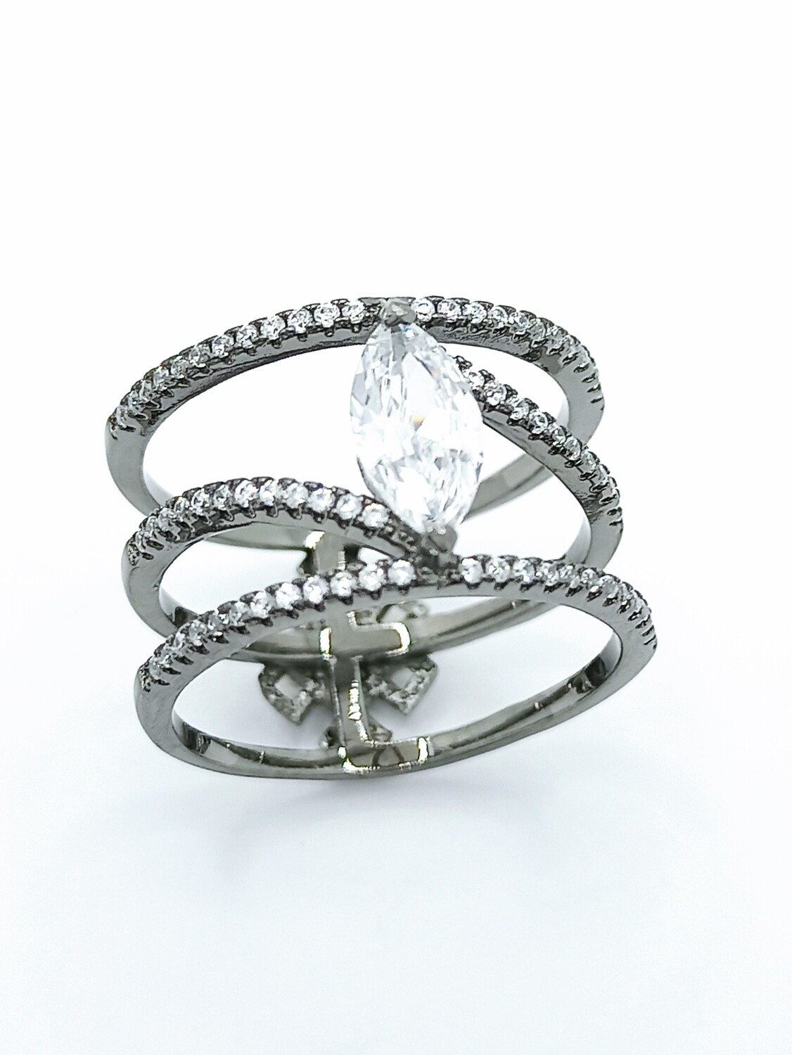 Silver 925 black wide band type ring