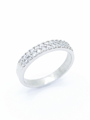 Silver 925 two line white stones ring