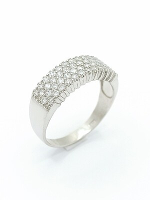 Silver 925 four line white stones ring