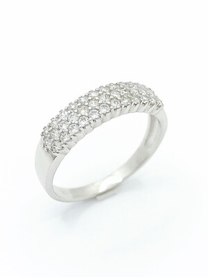 Silver 925 three line white stones ring