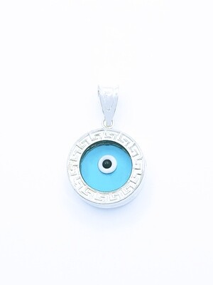 Silver 925 evil eye pendant maiandros murano stone