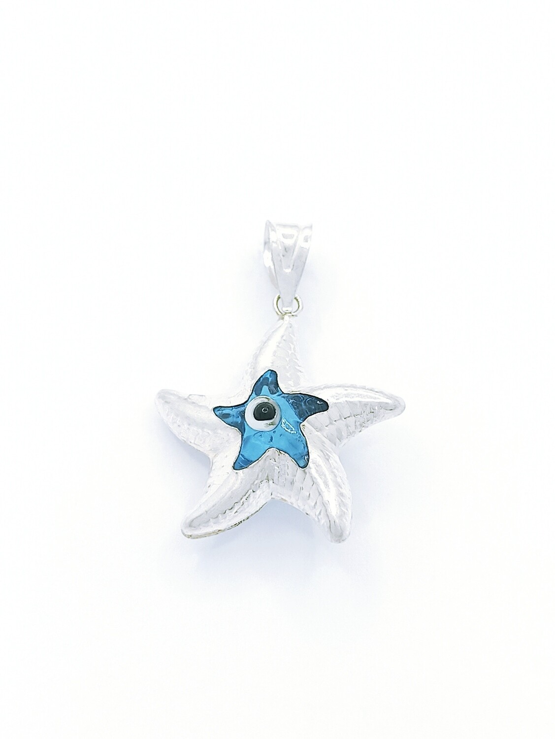 Silver 925 evil eye pendant sea star murano stone