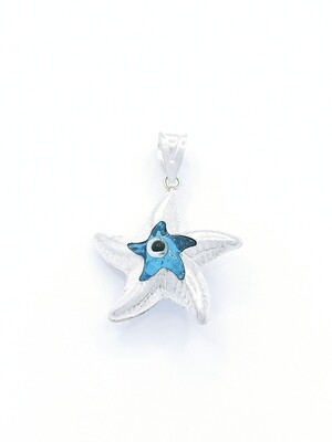 Silver 925 evil eye pendant sea star murano stone