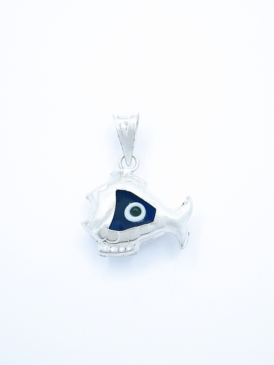 Silver 925 evil eye pendant fish design  murano stone, MODEL-SIZE-COLOR: 1 Pendant length : 2.1cm-width : 1.6cm-color blue