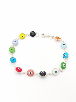 Silver 925 evil eye murano stone hand bracelet