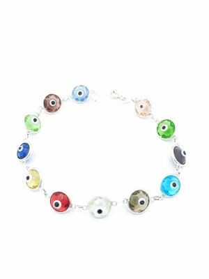 Silver 925 evil eye murano stone hand bracelet
