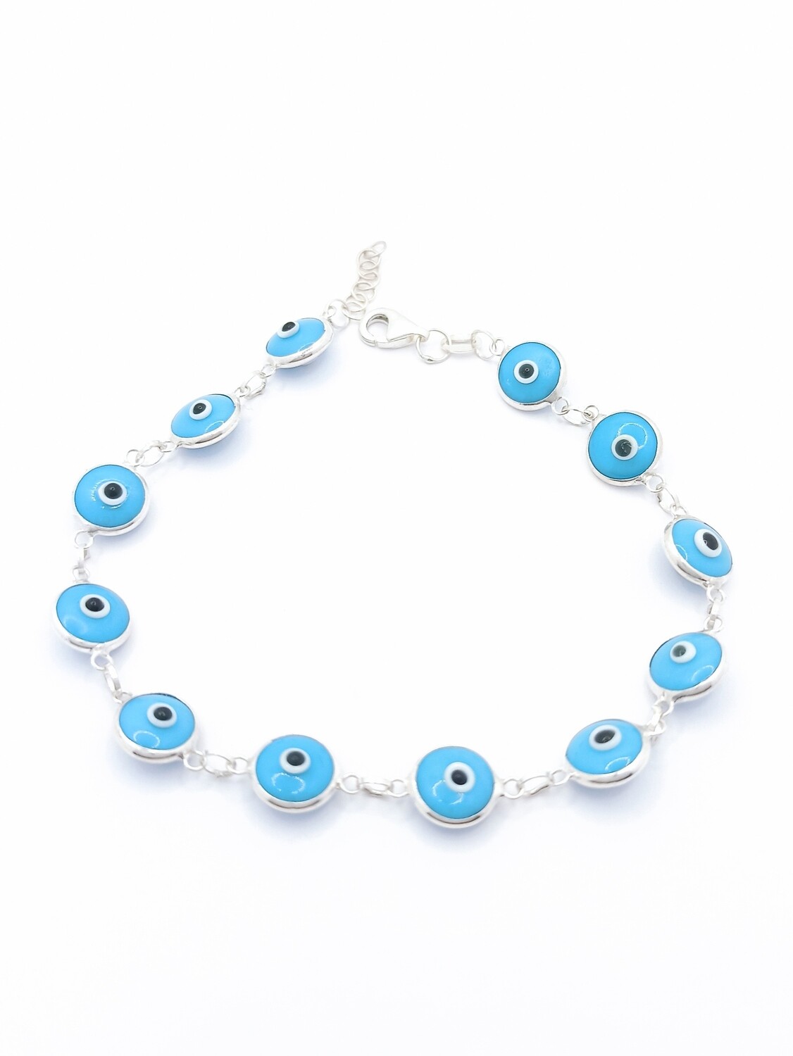 Silver 925 evil eye murano stone hand bracelet