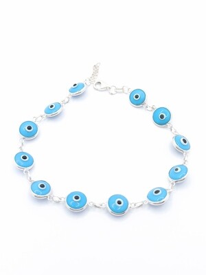 Silver 925 evil eye murano stone hand bracelet