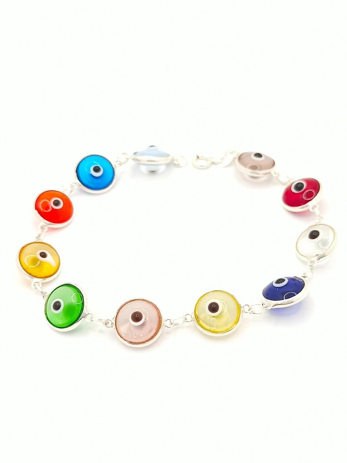 Silver 925 evil eye murano stone hand bracelet