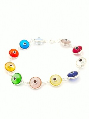 Silver 925 evil eye murano stone hand bracelet
