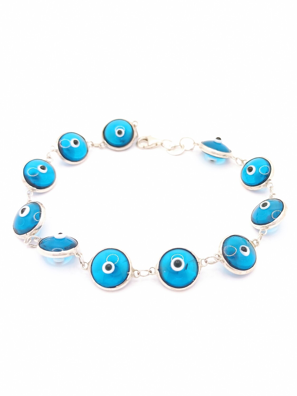 Silver 925 evil eye murano stone hand bracelet