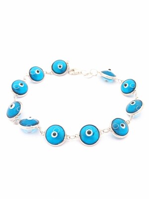Silver 925 evil eye murano stone hand bracelet