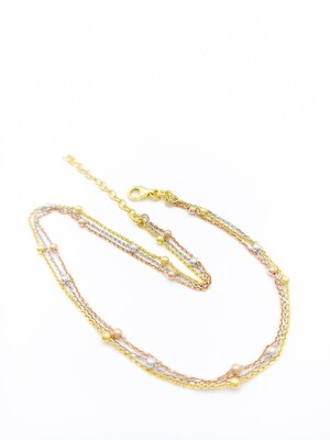 Silver 925 triple chain and color anklet