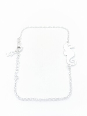 Silver 925 sea horse stone eye anklet