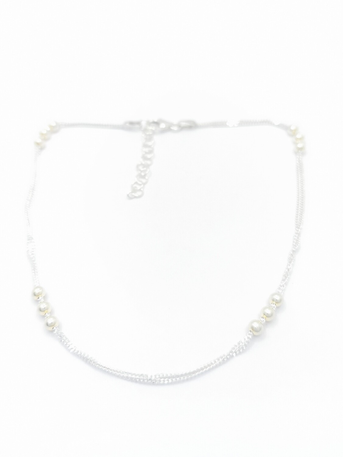 Silver 925 double gourmet ball anklet