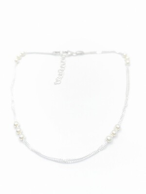 Silver 925 double gourmet ball anklet
